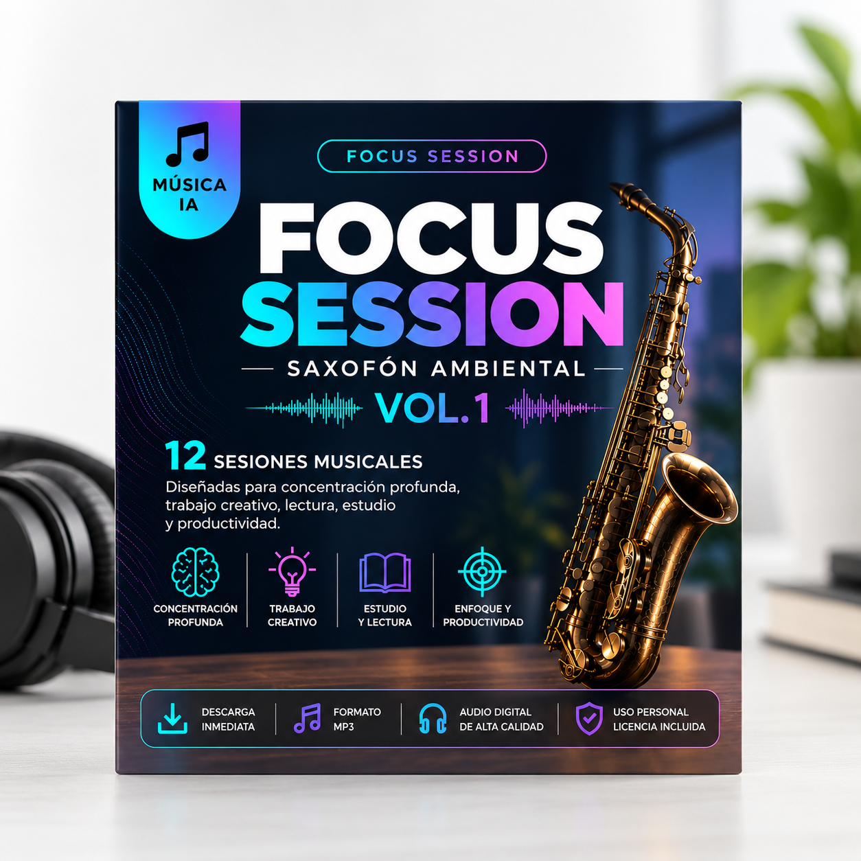 Focus Session - Saxofón Ambiental Vol. 1 - música IA para concentración - ibuqs